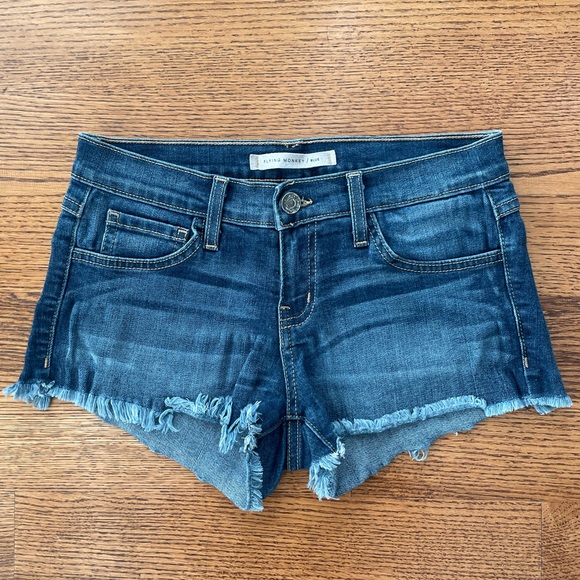Dark Wash Flying Monkey Denim Shorts - Picture 1 of 4